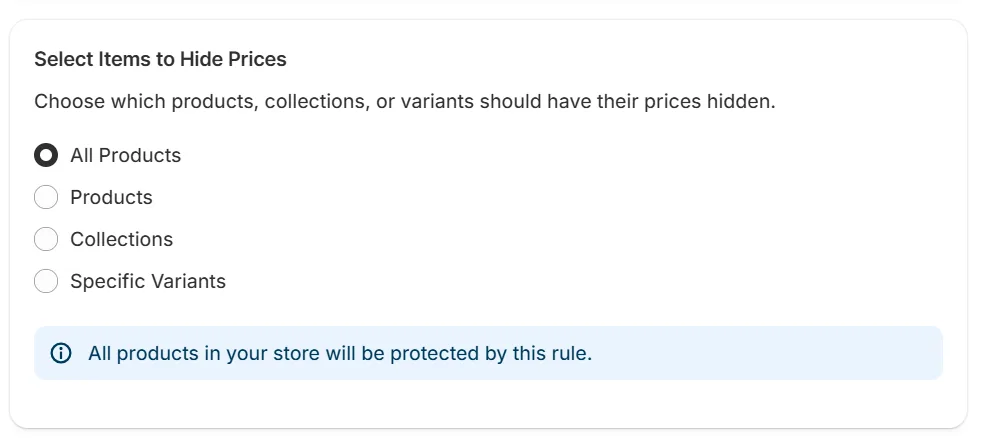 Choose the Products to Restrict