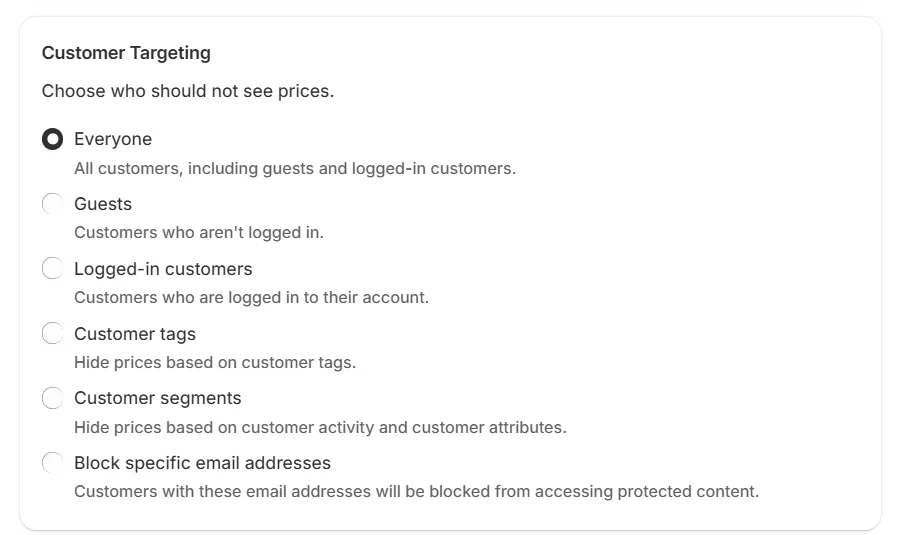 hide prices from guests and allow signed-in customers to see them