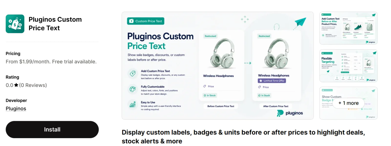 add text and badges before or after on shopify product