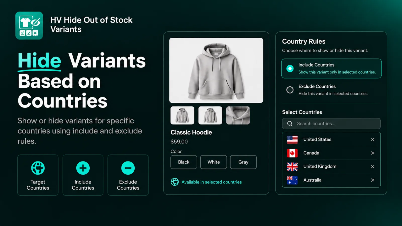 hide variants by country