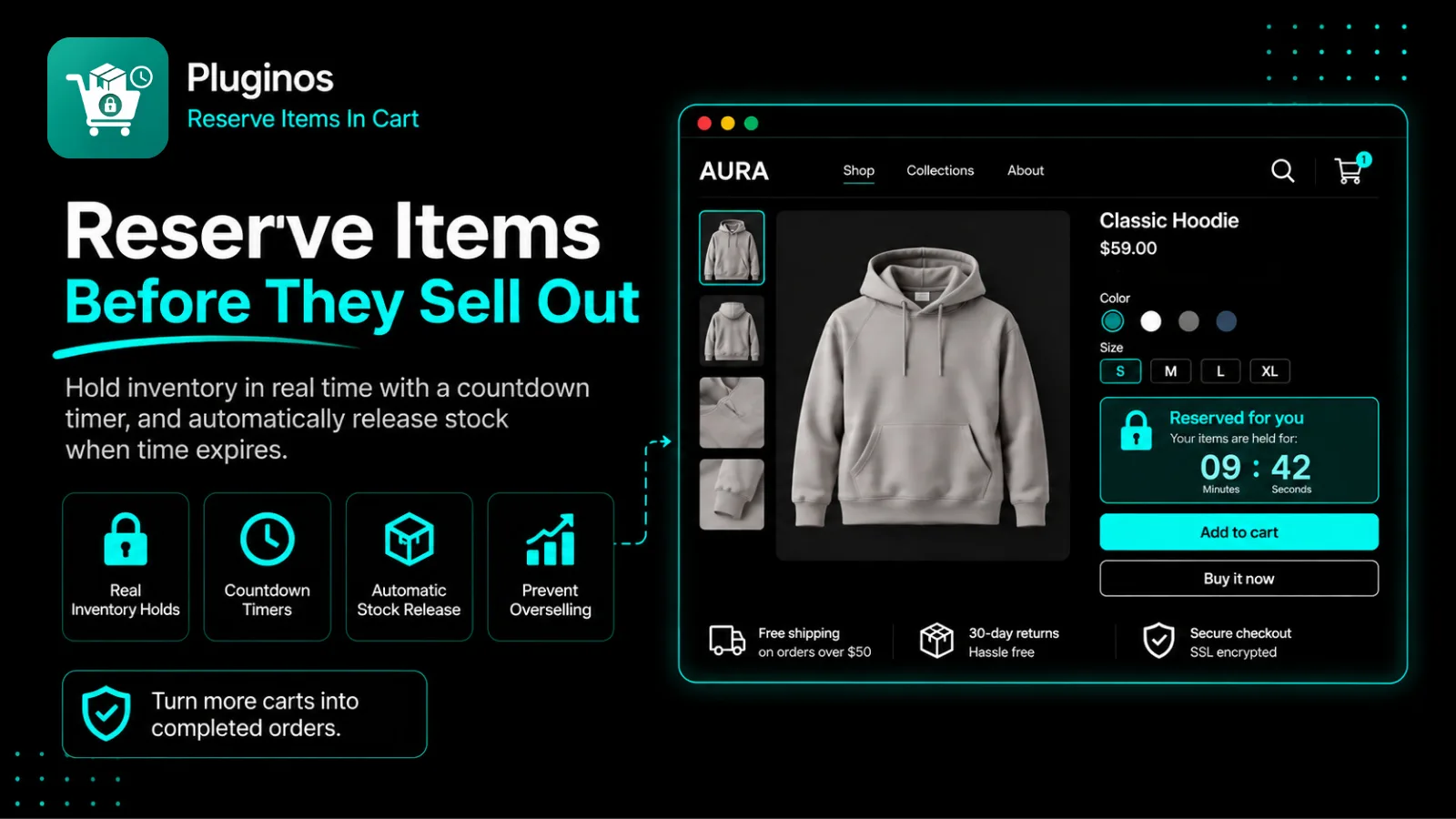 Pluginos Reserve Items in Cart preview