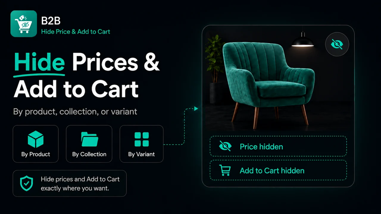 Hide prices by product, collection, or variant