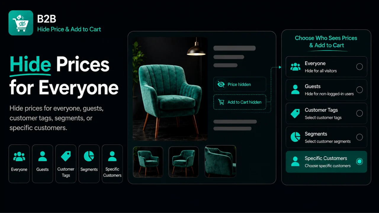 Hide prices for guests, customer tags, and segments