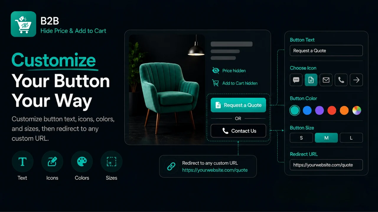 Customize price buttons, text, colors, icons, and sizes
