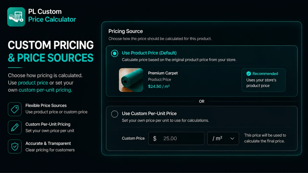 Set custom per-unit pricing or use product price